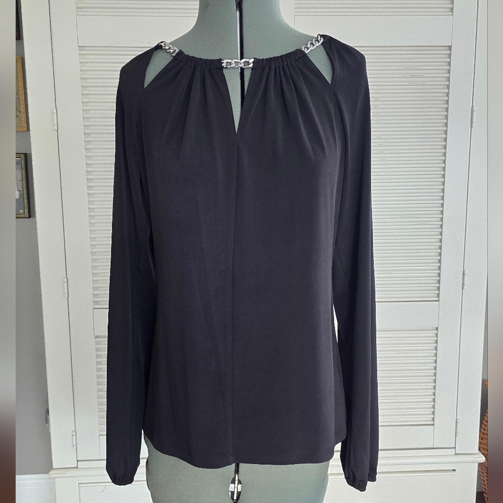 Michael Kors | Black Chain-Accent Blouse